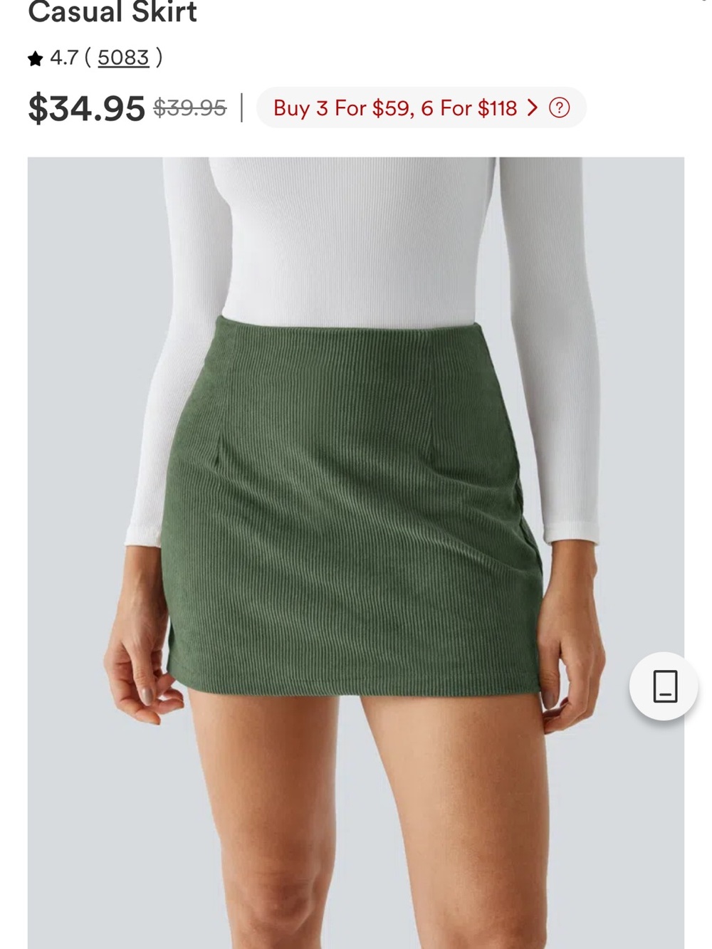 HALARA rifle green Ribbed Mini Skirt